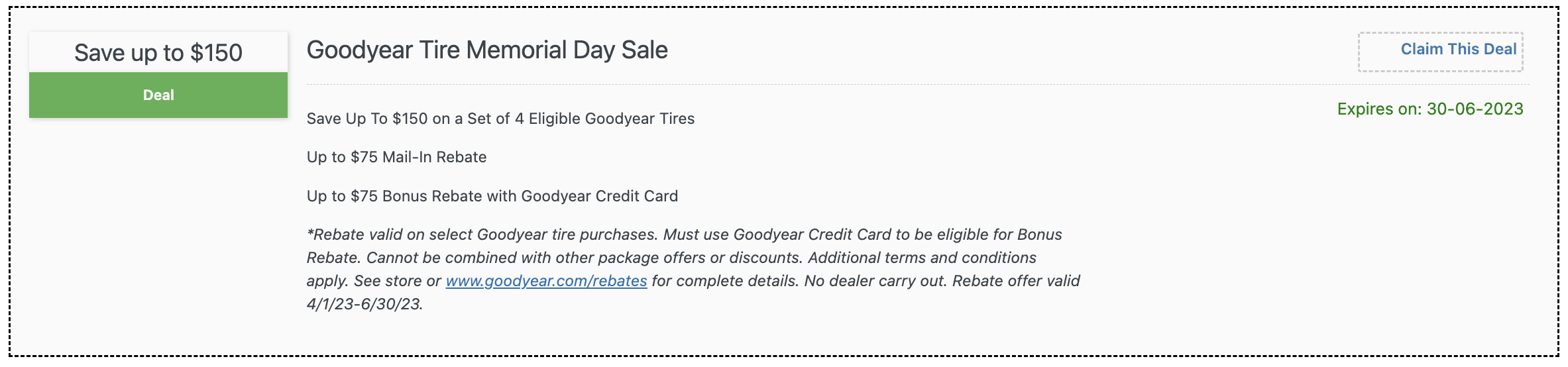 goodyear tire memorial day sale